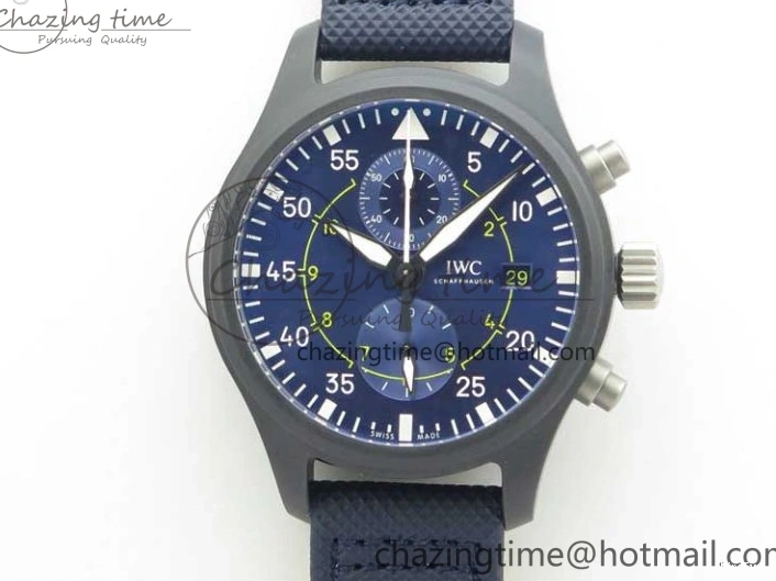 MIROTIME 0304 Reliable Pilot Chrono Blue Angels Black Ceramic ZF Best Edition on Blue Leather Strap A 7088